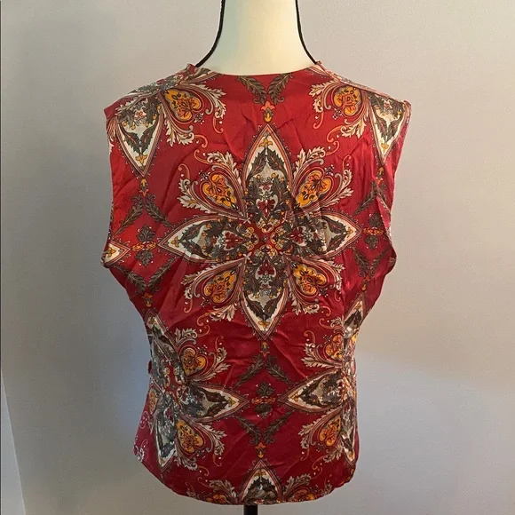 100% pure silk wrap top by Talbots size 16 sleeveless - Picture 5 of 8